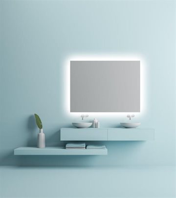 Firkantet spejl med LED baggrundsbelysning & anti-damp - 80 x 80 cm